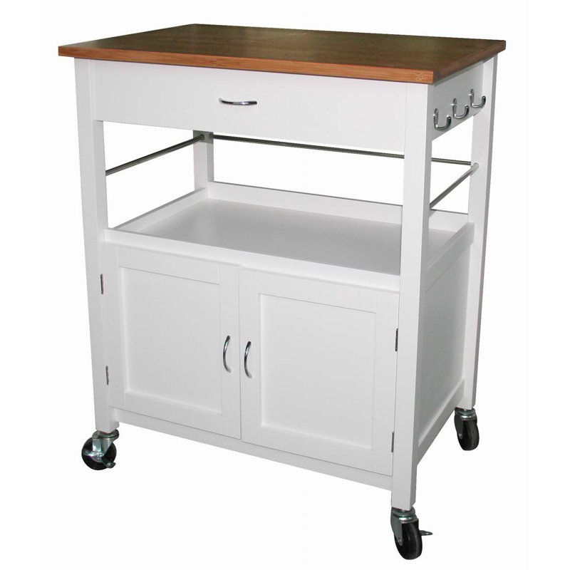 Andover Mills Kibler Kitchen Island Cart with Natural Butcher Block